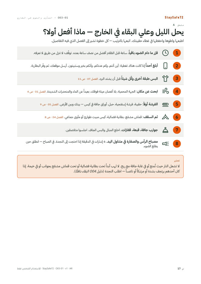 يحل الليل وعلي البقاء في الخارج — ماذا أفعل أولا؟
