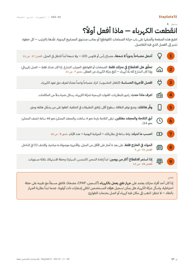 انقطعت الكهرباء — ماذا أفعل أولاً؟