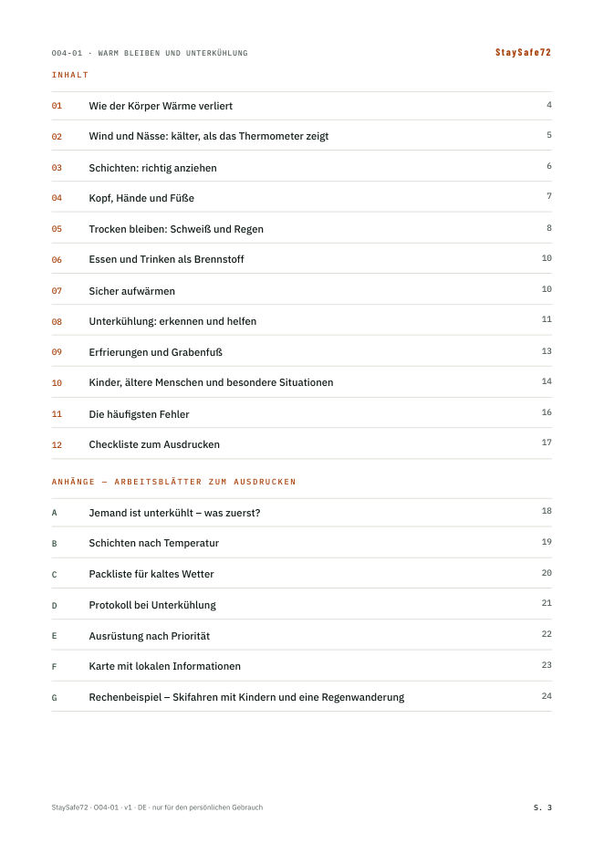 Inhaltsverzeichnis des Ratgebers