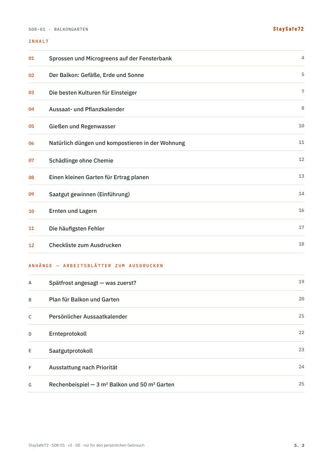 Inhaltsverzeichnis des Ratgebers