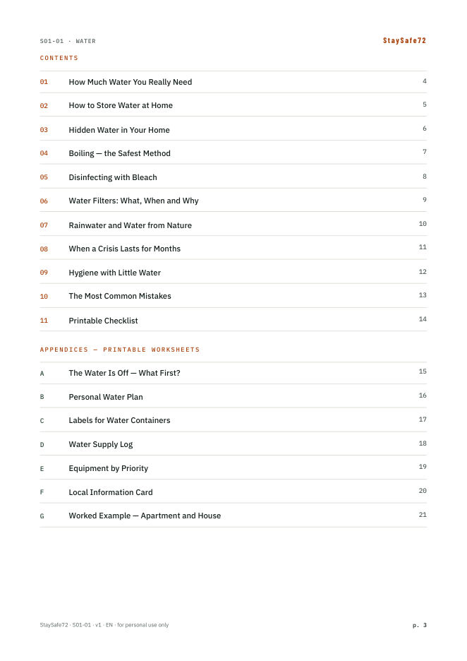 The guide's table of contents page