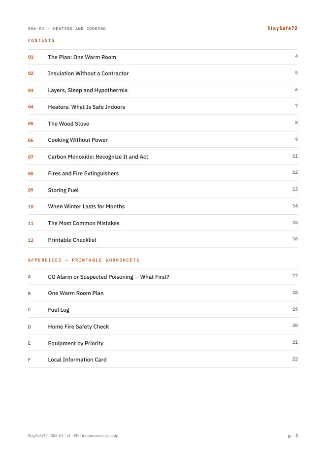 The guide's table of contents page