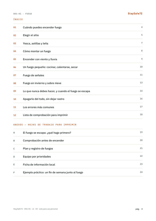 Página del índice de la guía