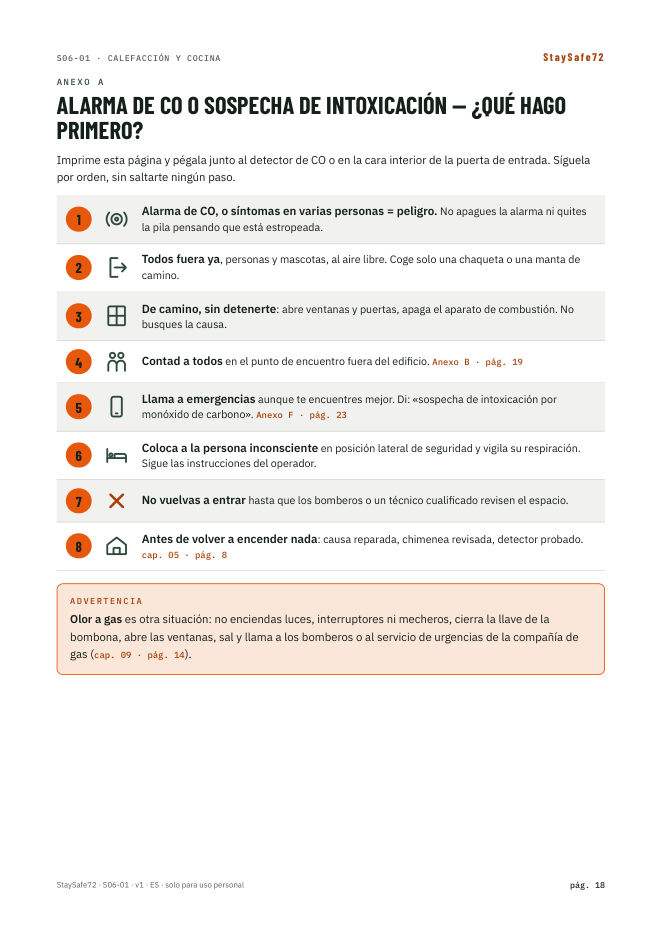 Alarma de CO o sospecha de intoxicación — ¿qué hago primero?